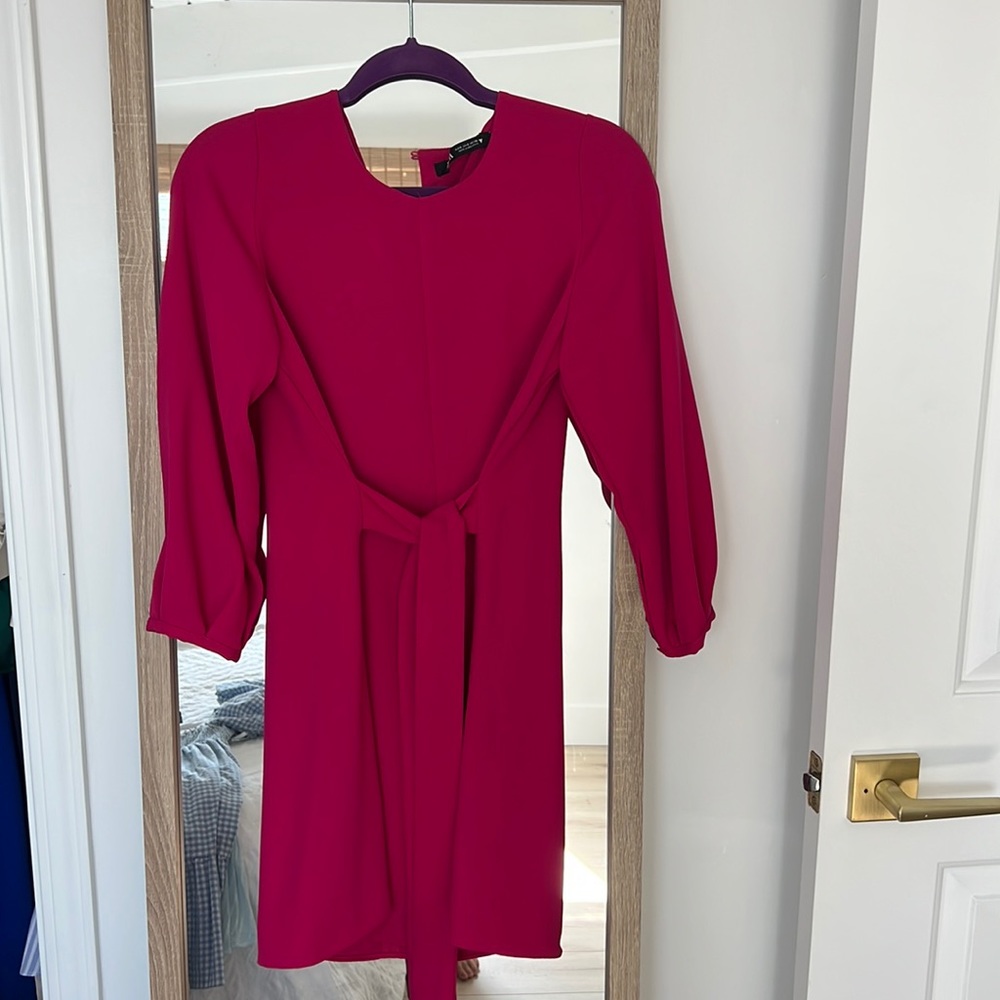 Zara pink belted wrap dress